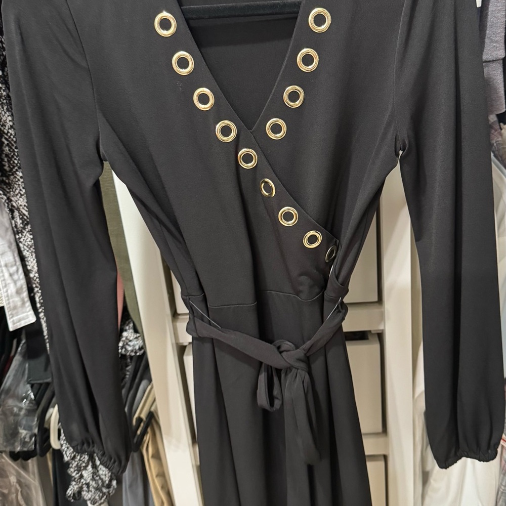 Michael Kors Black Dress with Gold Accents